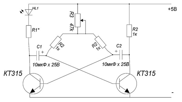 Мигалка на кт315 схема на 12 вольт