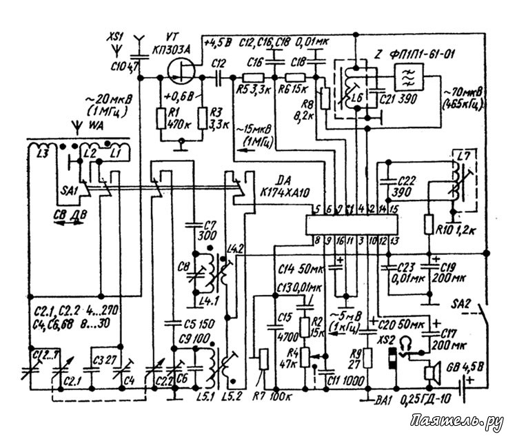 Схема радио. Схема приёмника Нейва 205. Нейва РП-205 схема. Радиоприемник на микросхеме к174ха10.