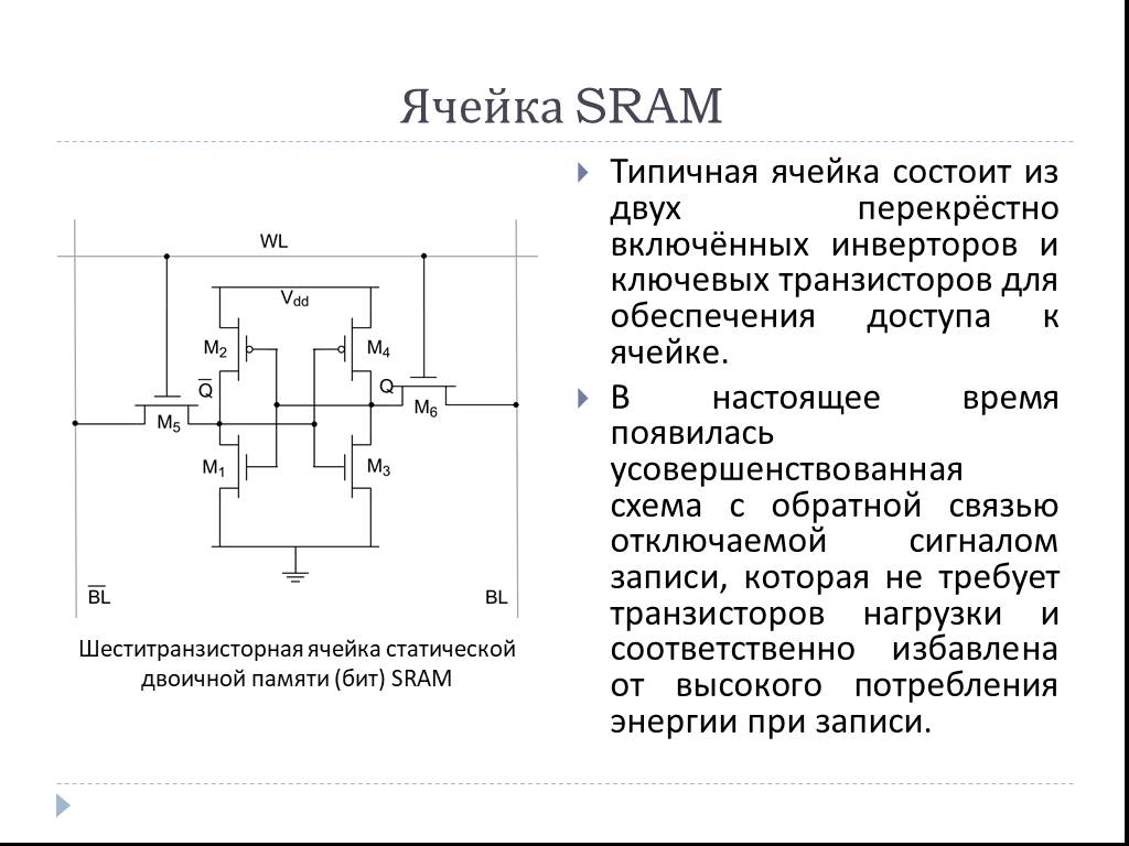 Ячейка памяти состоит из однородных элементов