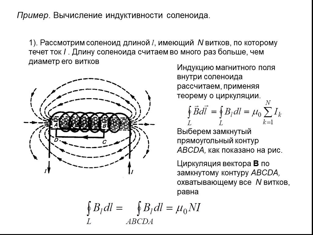 Индуктивность длинного соленоида