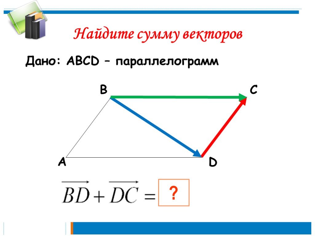 Найди вектор суммы данных векторов. Найдите сумму векторов. Нахождение суммы векторов. Сумма двух векторов презентация. Сумма векторов численно.