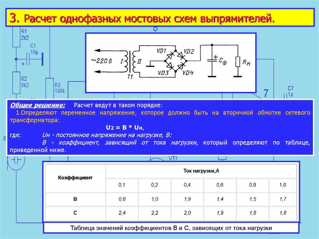 Расчет емкости сглаживающего конденсатора