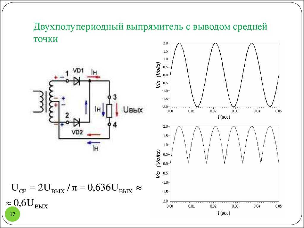 Подключение трансформатора со средней точкой блок питания