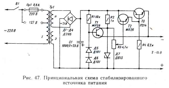 Транзисторный стабилизированный выпрямитель тст 12 5 принципиальная схема