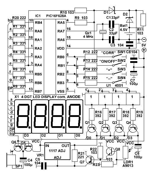 Pic таймеры. Таймер 16f628a. Часы на микроконтроллере pic16f628a с общим анодом.