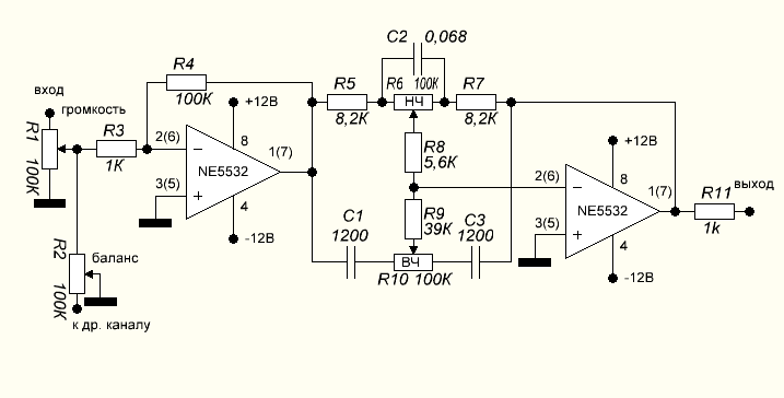 Схема предварительный усилитель xh a901 ne5532