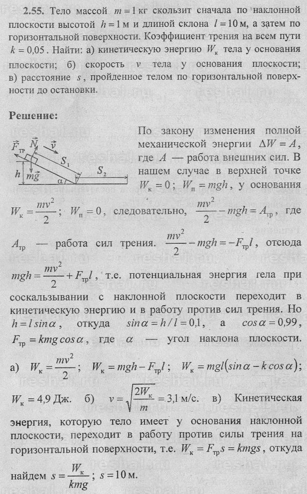 Скольжение тела по горизонтальной поверхности