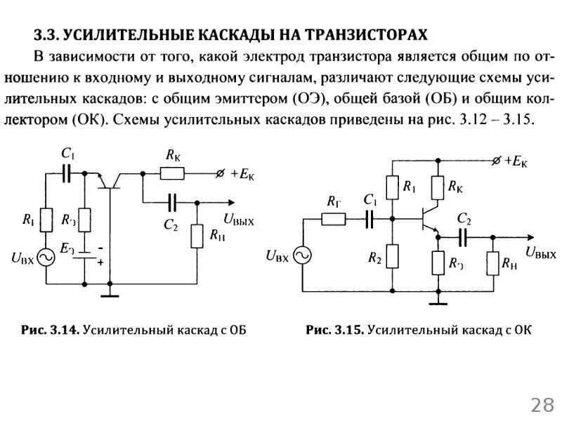 Схема каскада с общим эмиттером