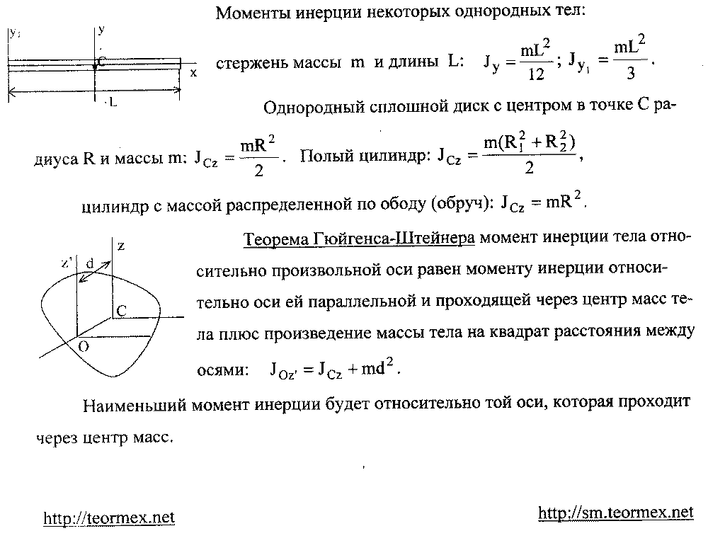 Момент инерции относительно перпендикулярной оси