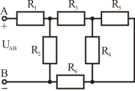 Схема смешанного соединения резисторов