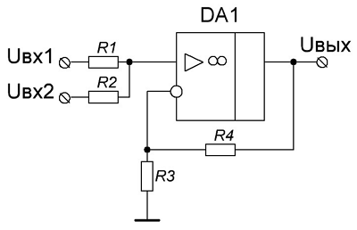 Схема двухвходового неинвертирующего сумматора