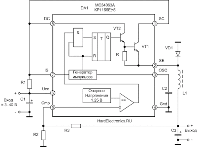 34063 Схема включения с транзистором