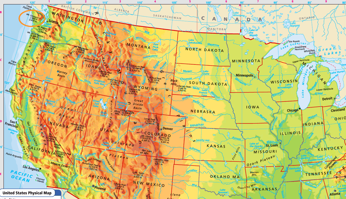Высота над морем карта. География США на физической карте. Географическая карта США. Физическая карта США. США карта географическая физическая.