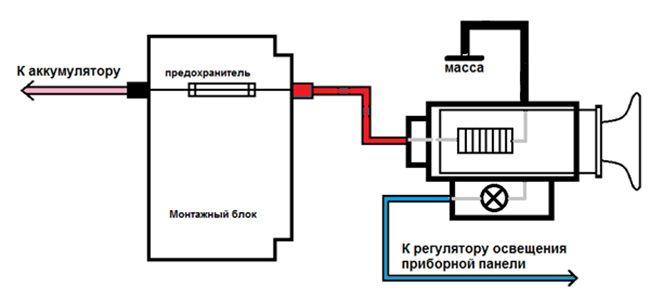 Схема подключения прикуривателя