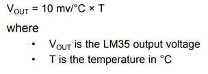 LM35 Temperature Voltage Formulae