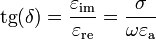 ~\rm{tg}{ \left( \delta \right) }=\dfrac{\varepsilon_{im}}{\varepsilon_{re}}=\frac{\sigma}{\omega\varepsilon_{a}}