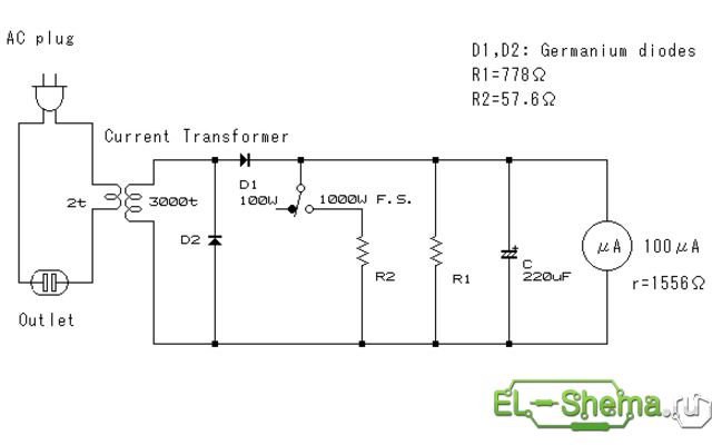 схема ваттметра простого