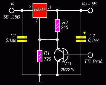 схема стабилизатора тока на lm317 