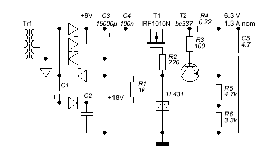 Схема блока питания на полевом транзисторе
