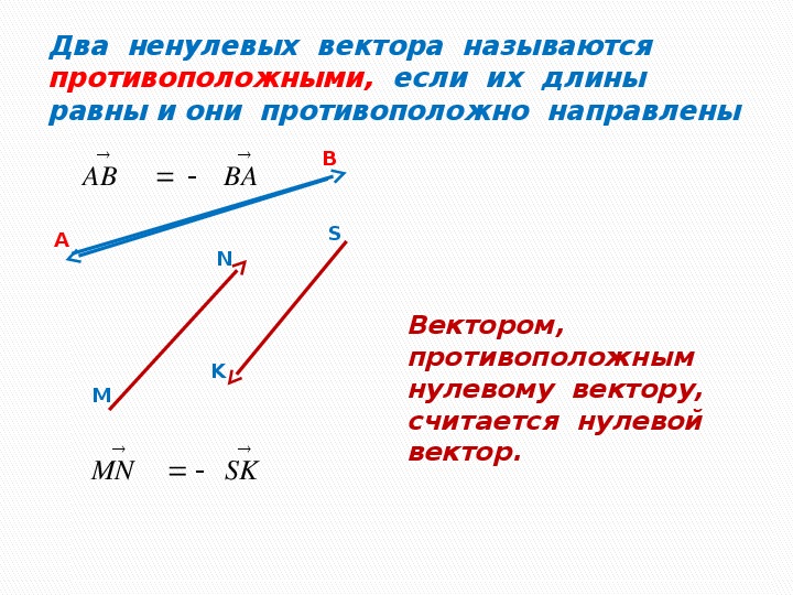 Два вектора считаются равными если