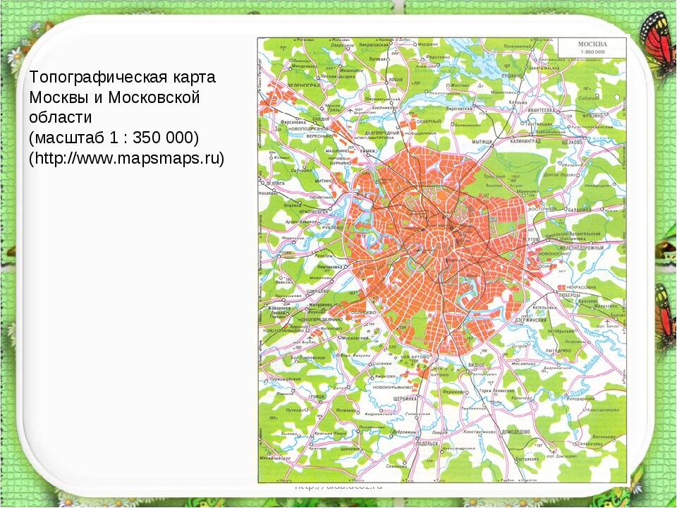 Масштаб физической карты москвы