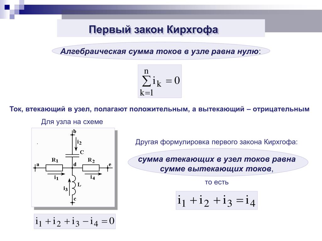 Закон кирхгофа с конденсаторами