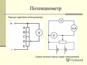 Схема подключения потенциометра