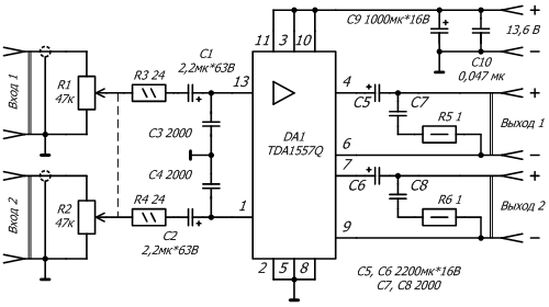 Tda1557q схема усилителя