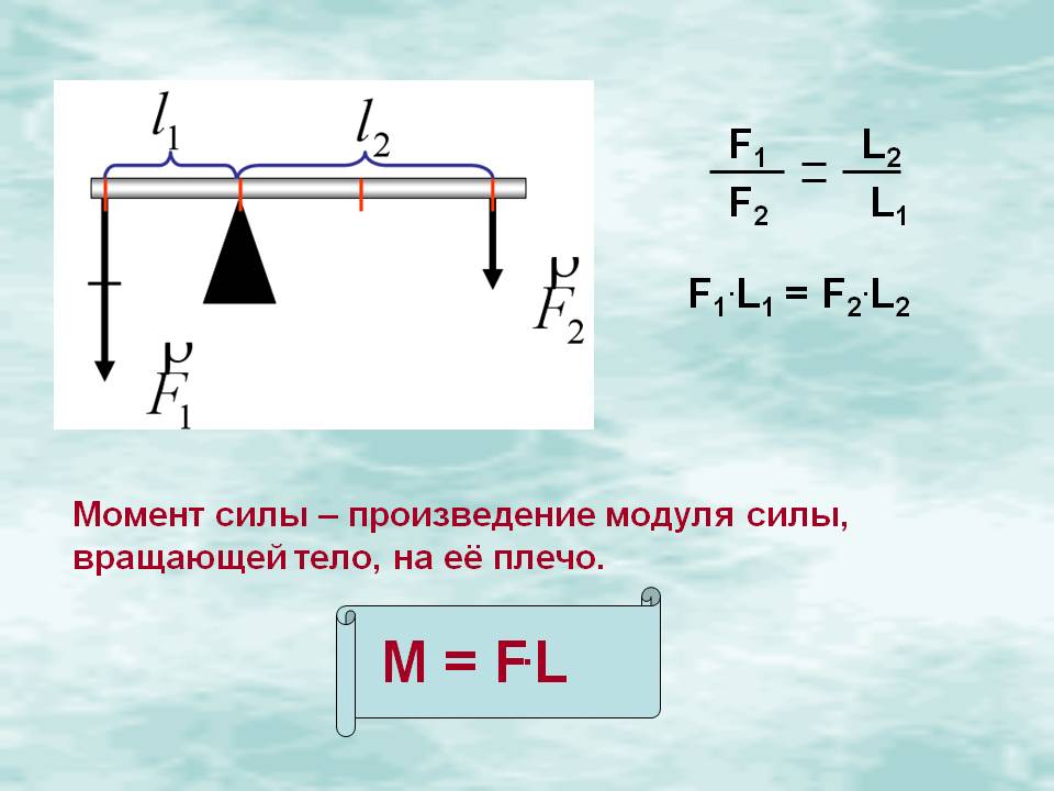 На рисунке представлена схема рычага на который действуют силы f1 и f2 каково плечо силы