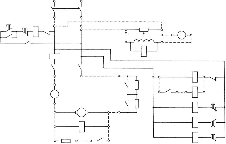Схема включения пускового реостата при ручном пуске дпт