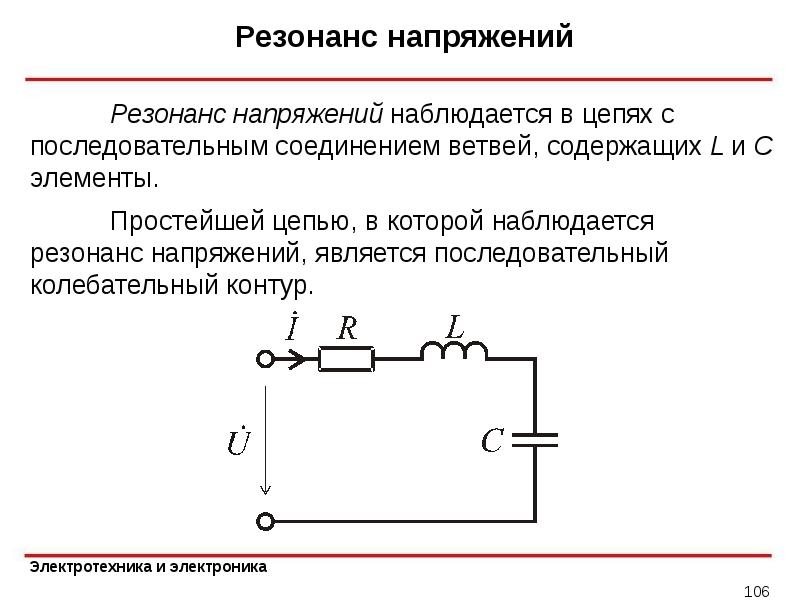 Резонанс напряжений схема