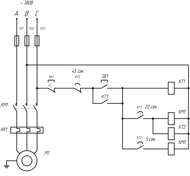 Электрическая принципиальная схема управления насосом