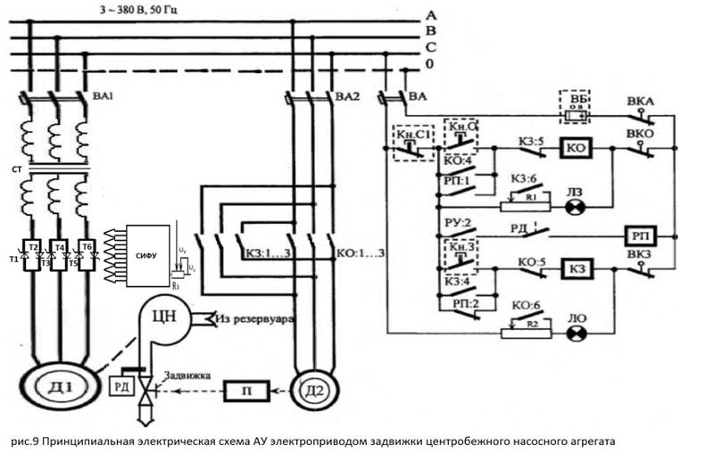 Работа электрической схемы. Принципиальная электрическая схема насоса. Принципиальная электрическая схема электропривода насоса. Принципиальная электрическая схема насосной установки. Электрическая схема управления задвижкой насосного агрегата.