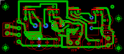Печатная плата стабилизаторов напряжения на +22В и +12В