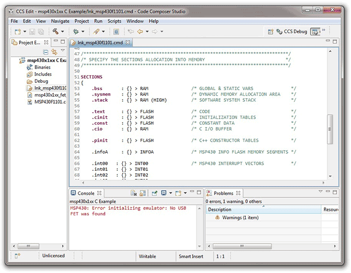 Программа Code Composer Studio