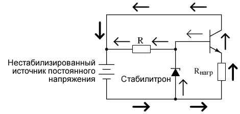 Применение схемы с общим коллектором: стабилизатор напряжения