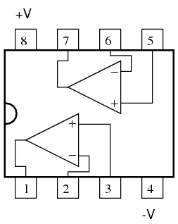 8-выводная DIP микросхема двойного операционного усилителя