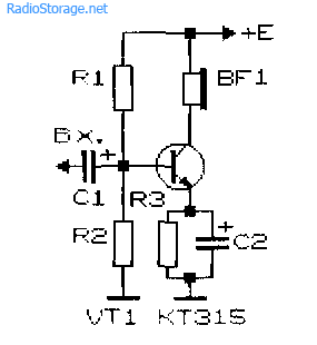 Однотранзисторный усилитель с делителем для подачи напряжения смещения на базу транзистора