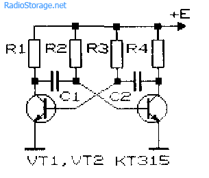 Схема мультивибратора на транзисторах