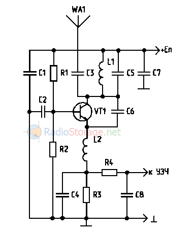 Принципиальная схема простейшего регенеративного приемника на одном транзисторе