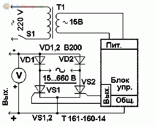 Схема регулятора тока на тиристорах
