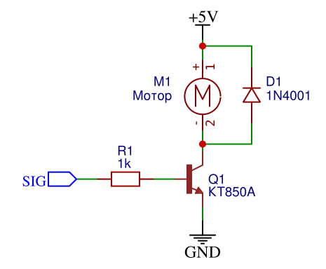 Биполярный транзистор КТ850А и мотор