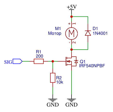 Полевой транзистор IRF540 и мотор
