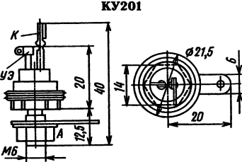 Цоколевка тиристора КУ201