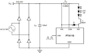 Рисунок 2 – Схема подключения 3-х светодиодов мощностью 1 Вт