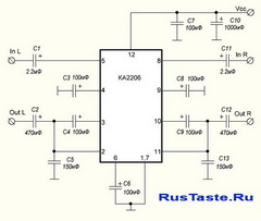Усилитель 2х2,5 Вт на KA2206