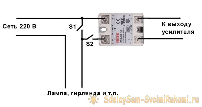 Простая светомузыка на 220 В