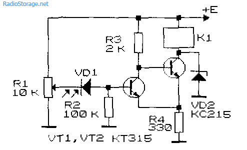 Принципиальная схема простого фото-реле на транзисторах
