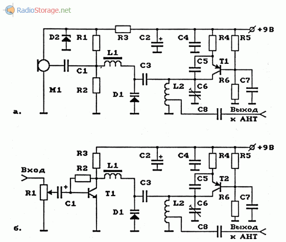 Схемы УКВ ЧМ-передатчиков на биполярных транзисторах