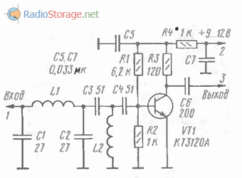 Принципиальаня схема антенного усилителя для УКВ приемников